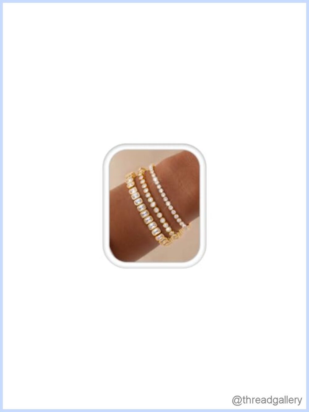 CZ Tennis Bracelet Set 3 Piece Stackable Bracelets Gold Plated